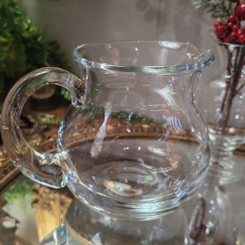 Vintage set of 3 solid glass pitchers and vase, Austria