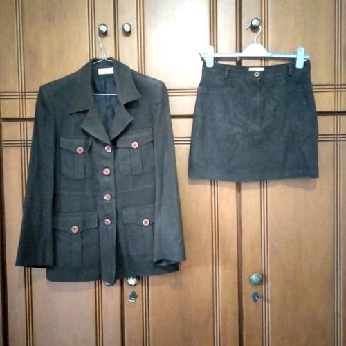 Suede safari jacket and mini skirt set MADLEN like new, brown, size 3/L