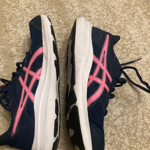 ASICS girls' running shoes used, blue and pink