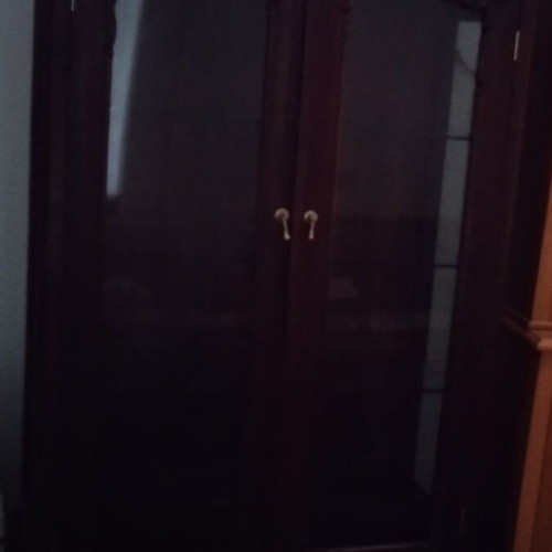 Solid wood showcase like new, dark brown