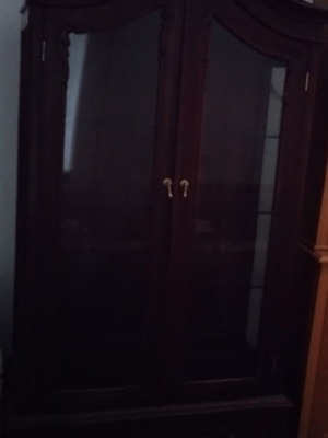 Solid wood showcase like new, dark brown