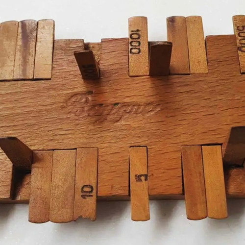 Bezique game counter used, vintage wooden board game