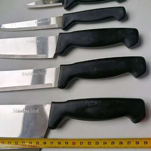 Set of 5 professional kitchen knives stainless steel like new