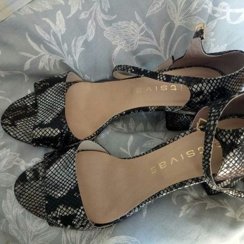 Snake skin sandals grey/black new, leather size 41