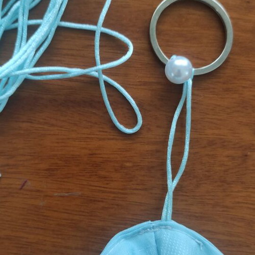 Scrunchie keychain handmade turquoise new