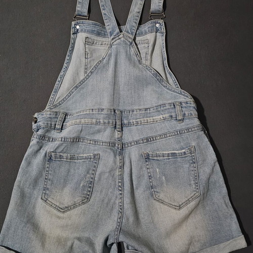 Denim short salopette
