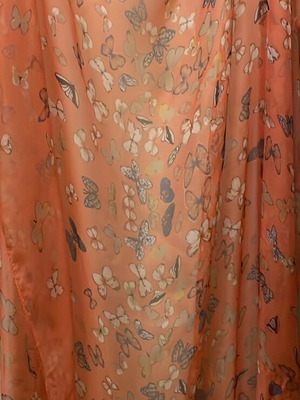 Large scarf or pareo with orange butterfly print like new