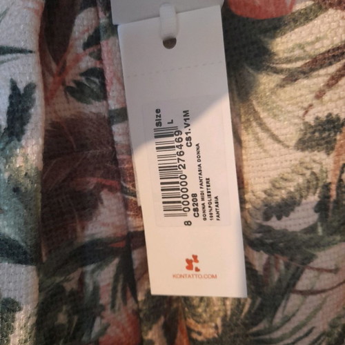 Kontatto skirt L new summer floral green salmon shades