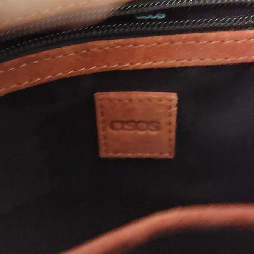 Asos leather shoulder bag, red-brown with tassel