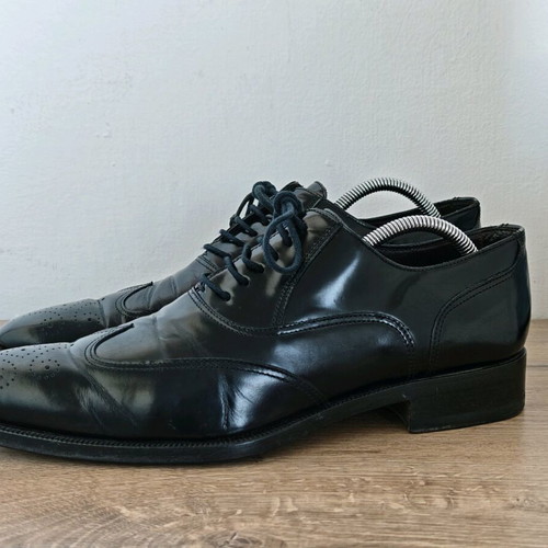 Canali Leather Shoes used size 44 black oxford
