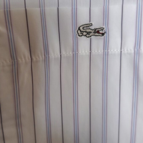 Lacoste men's dress shirt like new, size XL, white with blue and lilac stripes