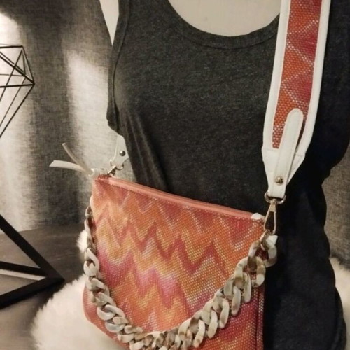 Crossbody and clutch bag in orange shades like new