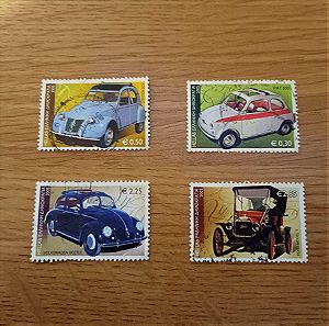 Ελληνικα Γραμματοσημα Αυτοκινητα που αφησαν εποχη 4 γραμματοσ σε πολυ καλη κατασταση χρησιμοποιημενα