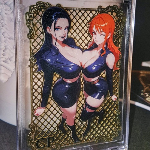 Nico Robin and Nami One Piece Metal Waifu Card new, numbered 166/200
