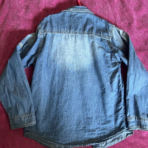 Hashtag denim shirt for boy 6 years old, blue, size 116 cm