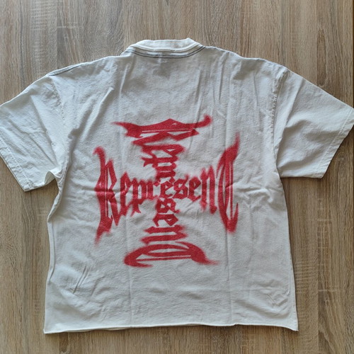 Represent MH T-Shirt V2 Ash White Size L Oversized