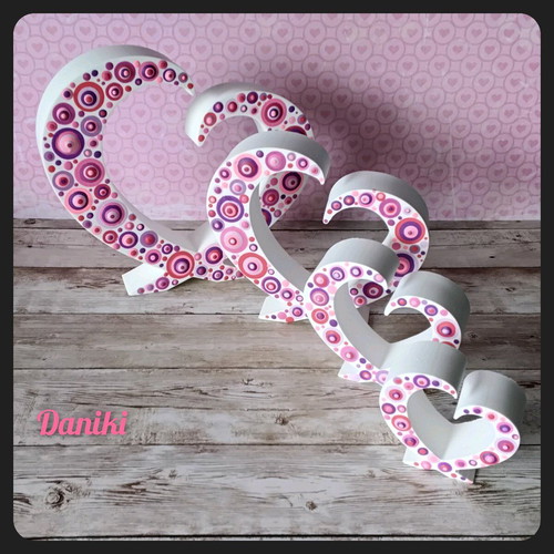 Handmade gypsum hearts set of 4 for home decoration