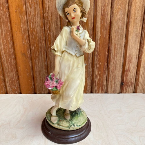 Girl with Flowers Vintage Ceramic Figurine like new