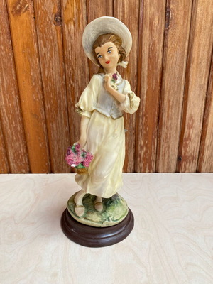 Girl with Flowers Vintage Ceramic Figurine like new