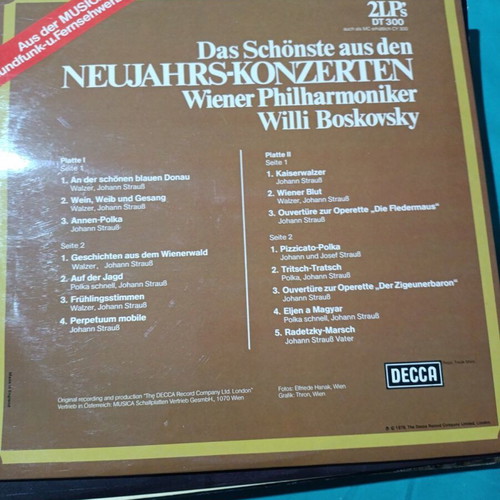 Das Schönste aus den Neujahrskonzerten Wiener Philharmoniker vinyl record, classical