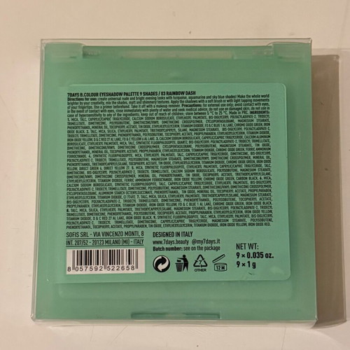 7days Makeup Eyeshadow Palette 9 Shades 03 Rainbow Dash new