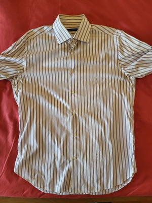 The Bostonians shirt used, size L, white and purple