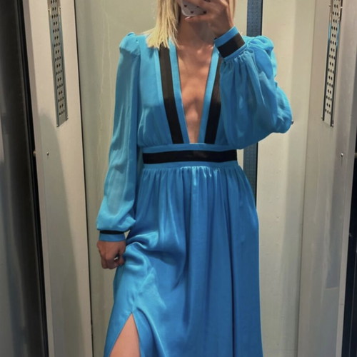 Pinko maxi dress new, blue with black details, size S