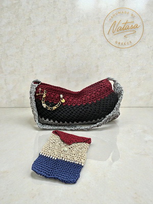 Handmade Lyra shoulder bag new with knitted wallet