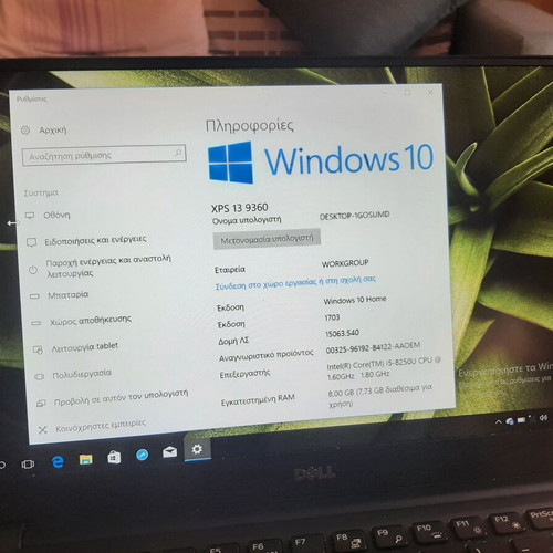 Dell XPS 13 9360 laptop Intel Core 8th Gen 8GB RAM Windows 10