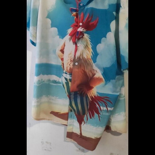 Summer shirt with rooster print XXL
