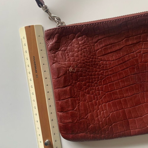 Leather shoulder bag used, burgundy