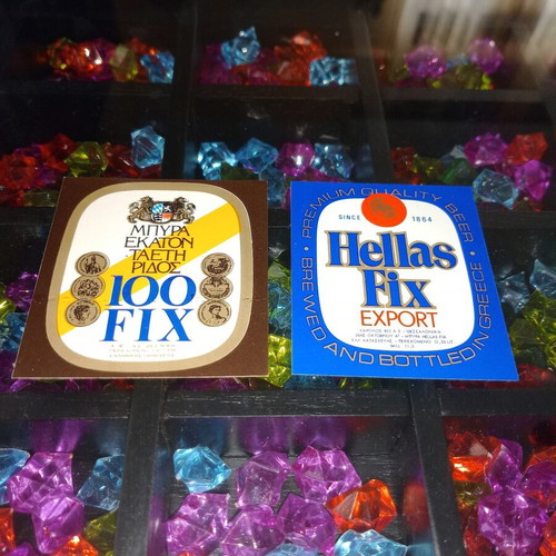 Vintage FIX Hellas beer label collection, 10 pieces, mint condition