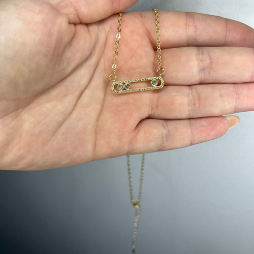 925 necklace with zirconia new, gold color
