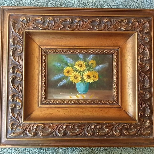 Oil painting like new with carved frame, unknown artist