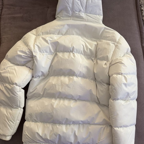Vinyl white puffer jacket, XL