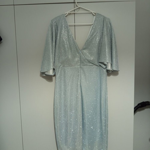 Abysse evening dress L 40 12 like new, gray with strass