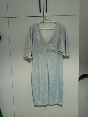 Abysse evening dress L 40 12 like new, gray with strass