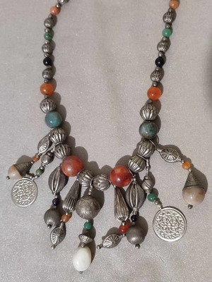 Boho necklace handmade used with multicolored semi-precious stones