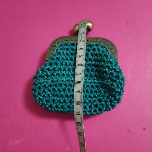 Handmade knitted bag with matching wallet green, like new