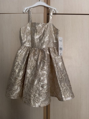 Rare Edition girls' dress gold jacquard size 8 new with tag