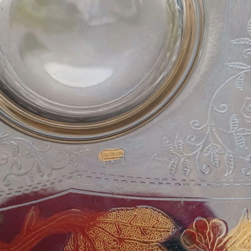 Silver-plated centerpiece with 24k gold details like new