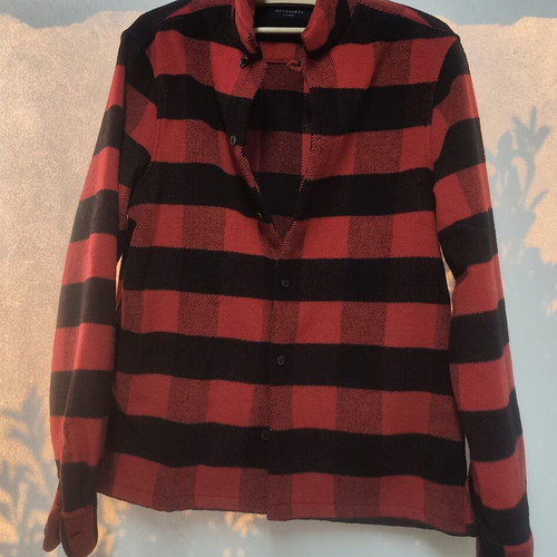 Allsaints Drytown shirt jacket like new, red and black buffalo check wool