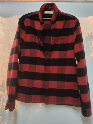 Allsaints Drytown πουκάμισο jacket σαν καινούργιο, κόκκινο και μαύρο κάρο από μαλλί