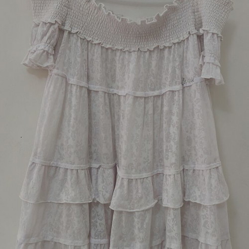Women's mini dress used, white and gray, size S