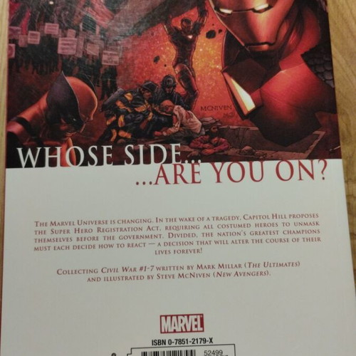 Marvel Civil War softcover comic collection
