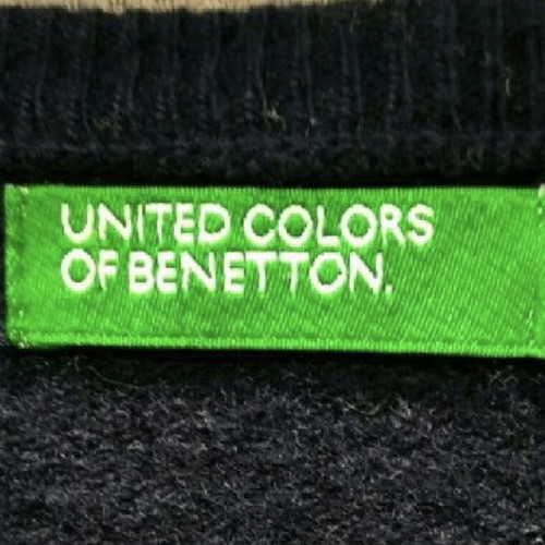 Benetton wool sweater with V neck used, size S, dark blue