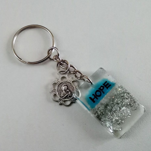 Handmade Hope pendant or keychain new, blue and silver