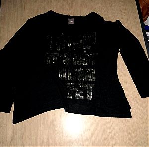 Γυναικείο μπλουζάκι, μαύρο, ψιλό πλεκτο, νούμερο medium