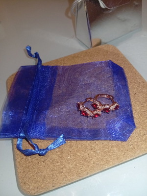 Synthetic red sapphire drop earrings