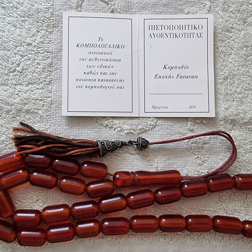 Faturan Komboloi with Certification like new, 33 beads, 51 mm, 54 grams
